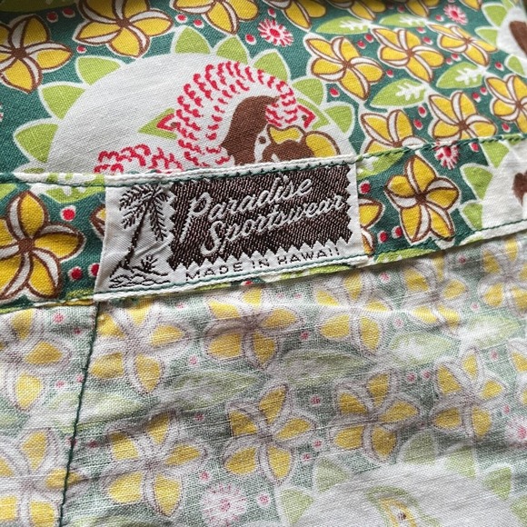 40s Paradise Sportswear Floral Nymph Fairy Wrap Skirt Cotton Hawaiian Tiki Print - Picture 7 of 7